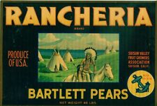RANCHERIA BRAND: Bartlett Pears Crate  Label Sign - FRAMED WITH GLASS picture