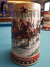 1988  Anheuser Busch  AB  Budweiser Bud Holiday Christmas Beer Stein Clydesdales picture