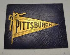 ANTIQUE LEATHER PITTSBURGH COLLEGE YEARBOOK SALESMAN SAMPLE - FABULOUS PIECE picture