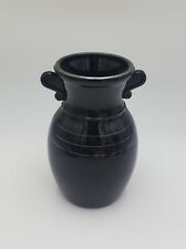 1930's LE Smith #102 Black Milk Glass Amethyst Silver Band Vase Urn Vintage picture