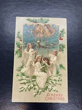 Postcard A Merry Christmas Angels Ringing Bells Posted 1907 picture