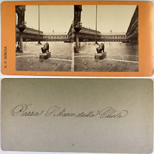 Italy, Venice, St. Mark's Square from the Church Vintage stereo card, Tirage al  picture