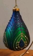 Peacock Glass Teardrop Ornament 4