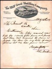 1897 Cincinnati Oh - Mill Creek Distilling Co - Rare Letter Head Bill picture