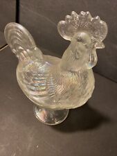 VTG Iridescent Clear CANDY DISH/COMPOTE  ROOSTER~9