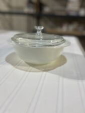 Vintage Pyrex White Milk Glass Handled 2 Qt. Baking Casserole Dish & Lid Bowl picture