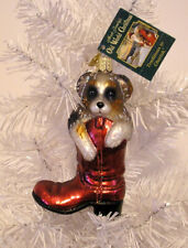 2010 OLD WORLD CHRISTMAS - PUPPY IN BOOT - BLOWN GLASS ORNAMENT NEW W/TAG picture