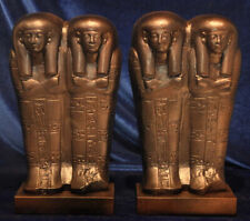 EGYPTIAN BUST BRONZED RELIEF X LARGE STATUES PHARAOH MUSEUM REPLICA BOOKENDS picture