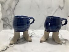 1981 Handmade Five Bridges Art Pottery Ceramic Coffee Mug with Western Boots 2 picture