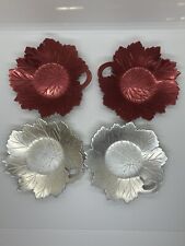 Vintage LOT of 4 NEOCRAFT BY EVERLAST ALUMINUM LEAF Design Red And Silver Read picture