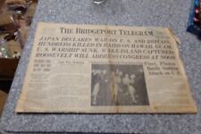 Japan declares war on US and Britain Dec. 8, 1941 Bridgeport, CT. Post newspaper picture