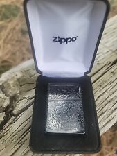 Zippo Arabesque 2TIBK-4KARA Lighter, Serial Number 0033, Black Titanium, Etched, picture