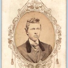 c1860s Handsome Cool Dapper Young Man CDV Real Photo Picture Frame Border H1 picture