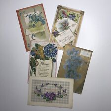 Vintage Antique Lot of (5) Floral Themed Postcards Greeting Cards - Blues Lot picture