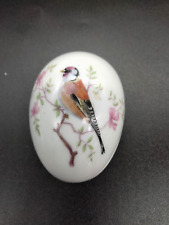 Vintage Rochard Limoges Egg Shaped Trinket Box Bird in Cherry Blossom Tree picture