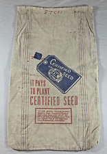 Vintage Certified Seed Burlap Bag Sack Plant Blue Red Oklahoma 16