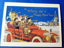 Postcard New Year Car Full People Blowing Horns 2001 Repro German picture
