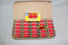 NEW BOX OF 100 OLD STOCK VINTAGE OUTDOOR C9 DAMAR RED CHRISTMAS LAMPS LIGHTS picture