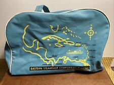 Vintage Eastern Steamship Duffle Bag Blue Zippered 1950's Vinyl Cruise Ship Boat picture