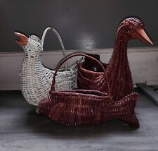 Vintage Wicker Baskets Duck Wicker Basket Chicken Wicker Basket Fish Wicker  picture