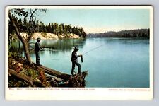Yellowstone Park WY-Wyoming, Trout Fishing on the Yellowstone Vintage Postcard picture