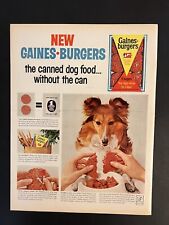 Gaines Burgers VTG 1964 Life Print Add 10.5x13.5 Collie Dog Eating picture