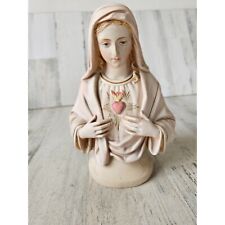 S.h. vintage Virgin Mary chalkware heart bust religious statue figurine picture
