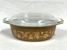 Vintage Pyrex Early American Eagle 1 1/2 QT Oval Casserole  #043 Bowl with Lid picture