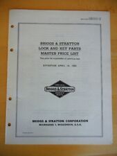 Vintage 1963 BRIGGS & STRATTON Lock & Key Parts Master Price List - 24 pages picture