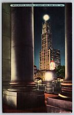 Postcard Woolworth Building at Night, New York City linen S183 picture