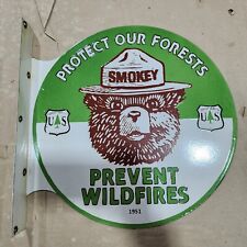 SMOKEY FLANGE 2 SIDED PORCELAIN ENAMEL SIGN 17 X 17 1/2 INCHES picture