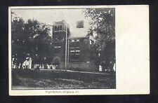 VIRGINIA ILLINOIS HIGH SCHOOL BUILDING TO OLMITZ KANSAS 1908 VINTAGE POSTCARD picture
