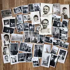 Lot of 45+ vintage photographs 1940-50's, men, women, children, cars, boat Farm picture