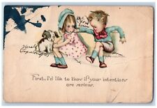 Ruth Welch Artist Signed Postcard Children And Dog Sparta Wisconsin WI c1910's picture