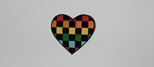 Checkered Rainbow Pride Heart Embroidered Patch Iron-On/Sew-On Clothing Patch picture