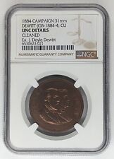 1884 James G. Blaine & Logan NGC UNC JGB-1884-4 Copper Campaign Medal Ex. Dewitt picture