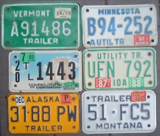 Lot of 6 MOTORCYCLE style trailer License plates   Alaska Vermont WY MN Idaho MT picture