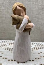 Girl Lovingly Embracing Her Sweet Dog ~ Resin Statue Approximately 6” Tall picture