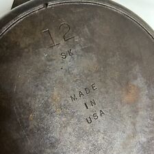 1960's LODGE #12 3 NOTCH Cast Iron Skillet SK D With The ORIGINAL LID *Rare picture