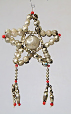 Vintage Blown Silvered Glass Beaded Bethlehem STAR Christmas Ornament Czech picture