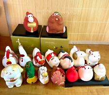 Lot of 16  Japan Eto zodiac Clay Bell Lucky Figure stand box Japanese Dorei picture