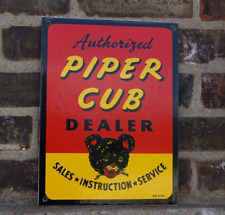 VINTAGE PIPER CUB PORCELAIN SIGN AVIATION AIRPLANE FLYING SERVICE SALES RARE AD picture