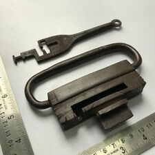 Iron padlock lock key TRICK or PUZZLE BARBED SPRING Old or antique picture
