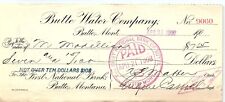 1908 BUTTE MONTANA  BUTTE WATER COMPANY FIRST NATIONAL BANK CHECK Z1634 picture