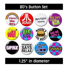 Misc. 80's BUTTONS (set #1) pins slogans sayings 1980's new picture