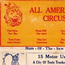 Scarce All American Circus Letterhead 