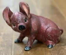 Vintage Cute Ceramic Country Red Pig Hand Painted Sweet Face 8.5 X 4.5 picture