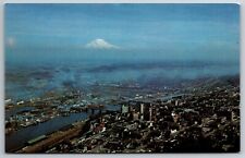 Tacoma Washington Aerial View Business District Mt Rainier Postcard picture