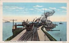 Mackinaw City MI Michigan Train Railroad Mail Post Ship Steamer Vtg Postcard E3 picture
