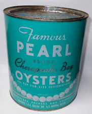 Vintage Famous Pearl Brand Chesapeake Bay Oysters 1 Gallon Can picture